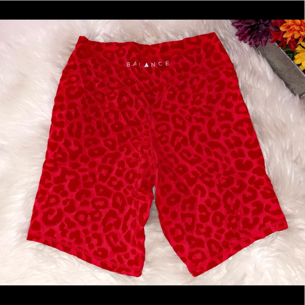 Balance Athletica Red Leopard High-Waist Athletic Shorts - Picture 7 of 8